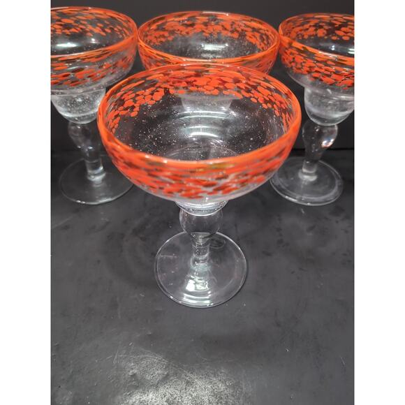 Artland Confetti Bubble Glass Margarita Mexican Glasses, Set of 4, Orange & Red - Picture 5 of 10